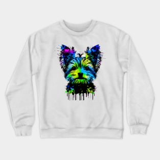 Adorable Yorkshire Terrier Puppy Dog Stencil Design Crewneck Sweatshirt